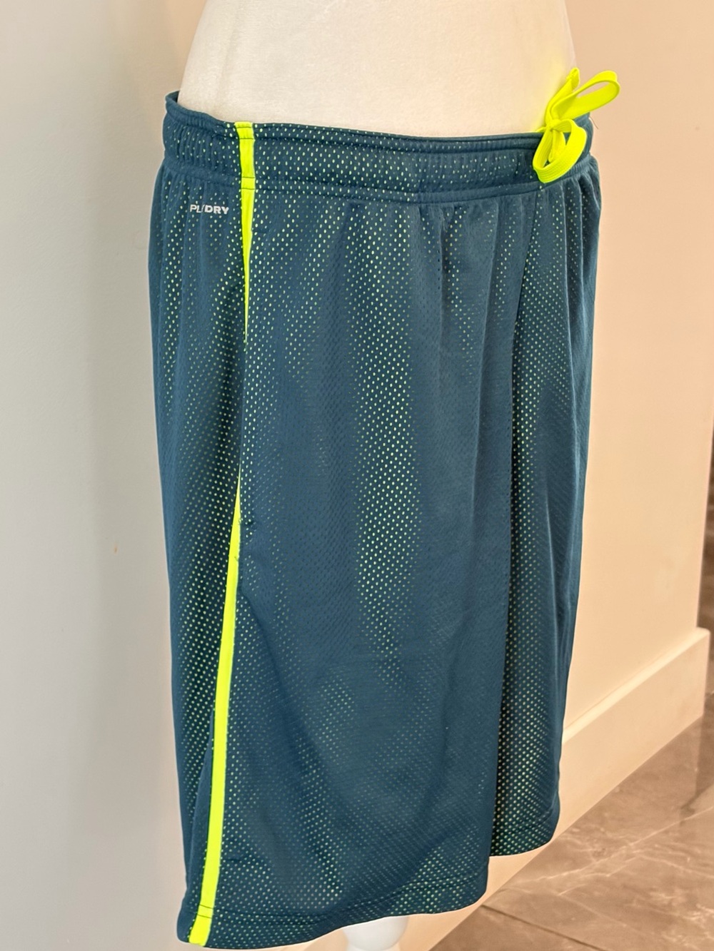 Reebok Men's Athletic Shorts in Teal with Neon Yellow Accents